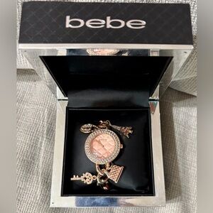 NIB Bebe Rose Gold Charm Watch